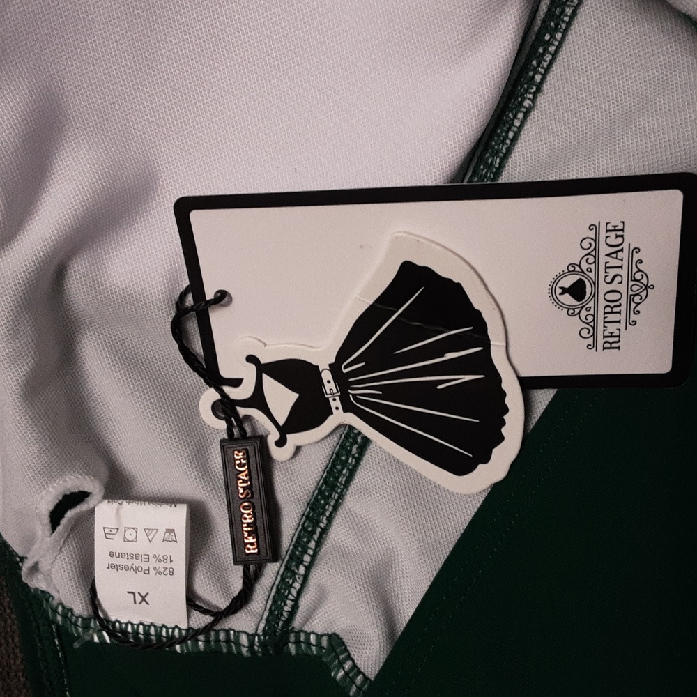 RETRO STAGE Elegant Green Polka Dot One-Piece Swimsuit Size XL. - Picture 2 of 8